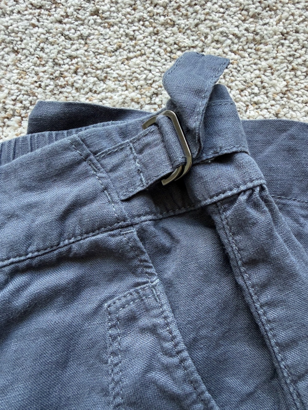Athleta Voyager Linen Pants Sz 8 Granite Blue Tapered Leg Crop Pull-On Pants - Picture 4 of 10